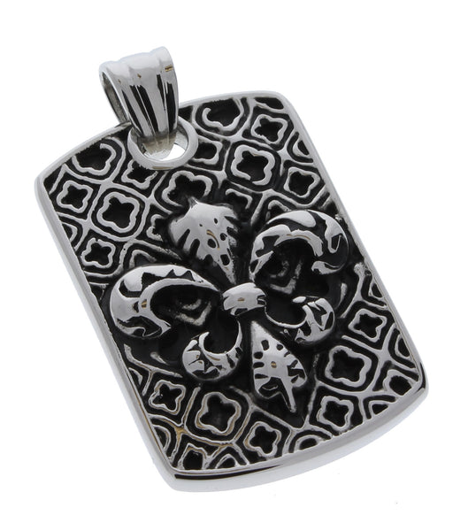 Stainless Steel Medieval Fleur De Lis Cast Dog Tag Pendant